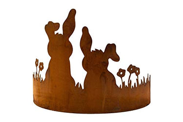 S2T Hase auf Blumenwiese, halbrund, Edelrost, Rost Deko x 25 cm im Sale